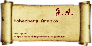 Hohenberg Aranka névjegykártya